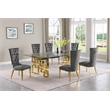 Best Quality Furniture 7pc Clear Glass Dining Set with Dark Gray Velvet Chairs