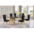 Best Quality Furniture 7pc Clear Glass Dining Set with Black Velvet Chairs