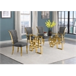 Best Quality Furniture 5pc Clear Glass Dining Set with Dark Gray Velvet Chairs