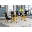 Best Quality Furniture 5pc Clear Glass Dining Set with Black Velvet Chairs