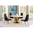 Best Quality Furniture White Marble Dining Set with Lazy Susan and Black Chairs
