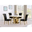 Best Quality Furniture White Marble Dining Set with Lazy Susan and Black Chairs