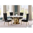 Best Quality Furniture White Marble Dining Set with Lazy Susan and Black Chairs