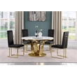Best Quality Furniture White Marble Dining Set with Lazy Susan and Black Chairs