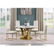 Best Quality Furniture White Marble Dining Set with Lazy Susan and Cream Chairs