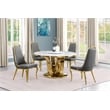 Best Quality Furniture White Marble Dining Set w Lazy Susan and Dark Gray Chairs
