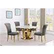 Best Quality Furniture White Marble Dining Set w Lazy Susan and Dark Gray Chairs