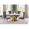 Best Quality Furniture White Marble Dining Set w Lazy Susan and Dark Gray Chairs