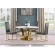 Best Quality Furniture White Marble Dining Set w Lazy Susan and Dark Gray Chairs