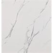 Best Quality Furniture White Marble Dining Set w Lazy Susan and Navy Blue Chairs