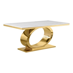 Best Quality Furniture 68x39&quot Marble/Stainless Steel Dining Table in White/Gold
