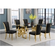 Best Quality Furniture 7-Piece Velvet & Stainless Steel Dining Set in Black/Gold