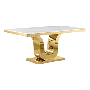 Best Quality Furniture Marble & Stainless Steel Dining Table in White and Gold