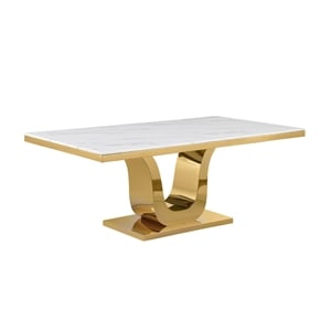 Best Quality Furniture Stainless Steel & Marble Dining Table in Gold and White