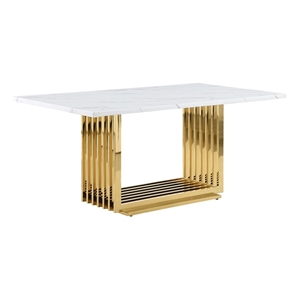 Best Quality Furniture Marble & Stainless Steel Dining Table in White/Gold