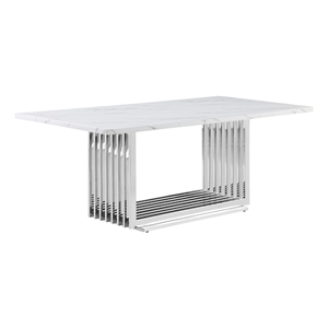 Best Quality Furniture Marble Dining Table with Stainless Steel Base in White