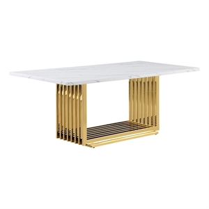 Best Quality Furniture Marble Dining Table with Gold Steel Base in White