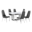 Best Quality Furniture White Marble Dining Set with Dark Gray Velvet Chairs