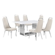 Best Quality Furniture White Marble Dining Set with Black Velvet Chairs