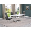 Best Quality Furniture White Marble Dining Set with Dark Gray Velvet Chairs