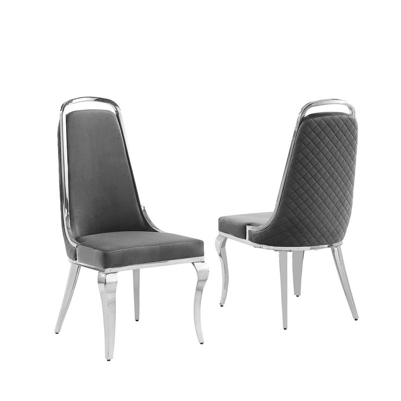 Best Quality Furniture White Marble Dining Set with Dark Gray Velvet Chairs