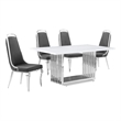 Best Quality Furniture White Marble Dining Set with Dark Gray Velvet Chairs