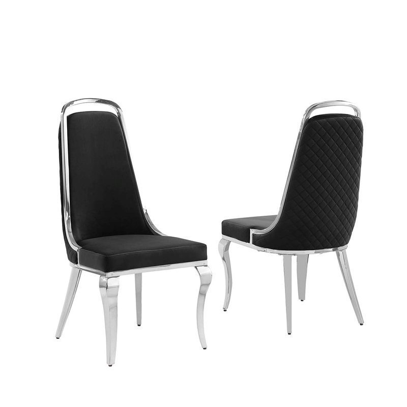 Best Quality Furniture White Marble Dining Set with Black Velvet Chairs