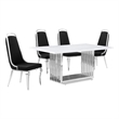 Best Quality Furniture White Marble Dining Set with Black Velvet Chairs