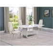 Best Quality Furniture White Marble Dining Set with Black Velvet Chairs