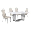 Best Quality Furniture White Marble Dining Set with Black Velvet Chairs