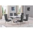 Best Quality Furniture White Marble Dining Set with Dark Gray Velvet Chairs