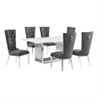 Best Quality Furniture White Marble Dining Set with Dark Gray Velvet Chairs