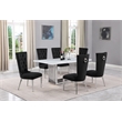 Best Quality Furniture White Marble Dining Set with Black Velvet Chairs