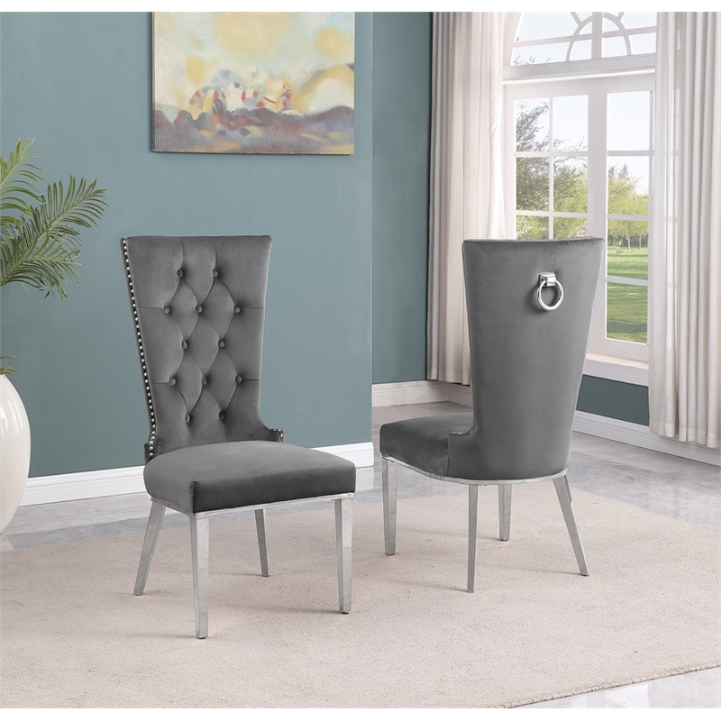 Best Quality Furniture White Marble Dining Set with Dark Gray Velvet Chairs