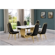Best Quality Furniture White Marble Dining Set with Black Velvet Chairs