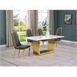 Best Quality Furniture White Marble Dining Set with Dark Gray Velvet Chairs