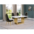 Best Quality Furniture White Marble Dining Set with Black Velvet Chairs