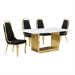 Best Quality Furniture White Marble Dining Set with Black Velvet Chairs