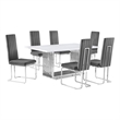 Best Quality Furniture White Marble Dining Set with Dark Gray Velvet Chairs