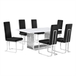 Best Quality Furniture White Marble Dining Set with Black Velvet Chairs