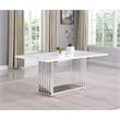 Best Quality Furniture White Marble Dining Set with Navy Blue Velvet Chairs