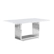 Best Quality Furniture White Marble Dining Set with Navy Blue Velvet Chairs