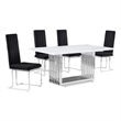 Best Quality Furniture White Marble Dining Set with Black Velvet Chairs