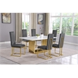 Best Quality Furniture White Marble Dining Set with Dark Gray Velvet Chairs