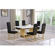 Best Quality Furniture White Marble Dining Set with Black Velvet Chairs