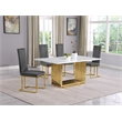 Best Quality Furniture White Marble Dining Set with Dark Gray Velvet Chairs