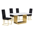 Best Quality Furniture White Marble Dining Set with Black Velvet Chairs