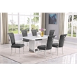 Best Quality Furniture White Marble Dining Set with Dark Gray Velvet Chairs