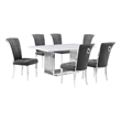 Best Quality Furniture White Marble Dining Set with Dark Gray Velvet Chairs