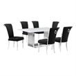 Best Quality Furniture White Marble Dining Set with Black Velvet Chairs